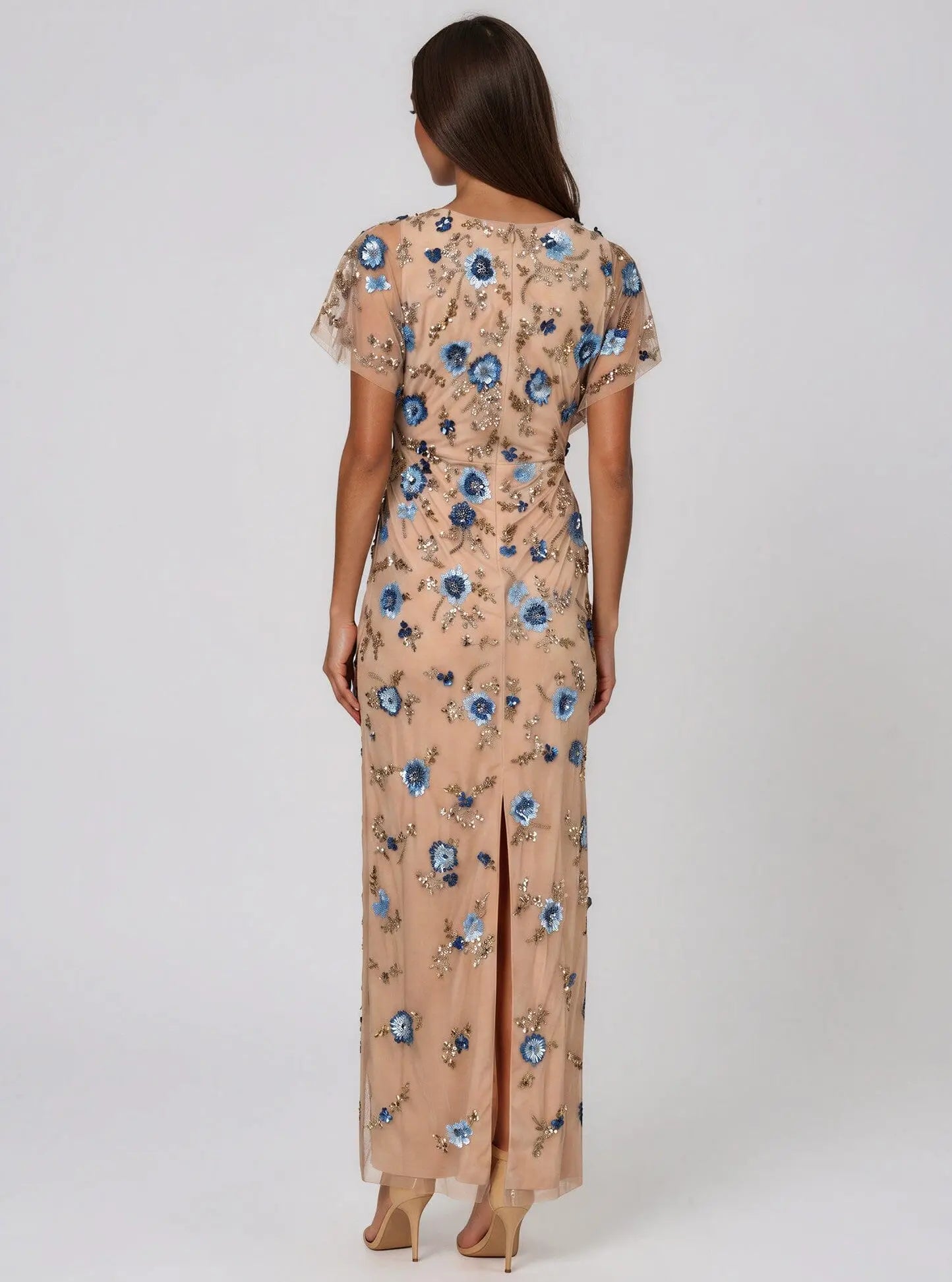 Beaded Mesh Column Dress Adrianna Papell