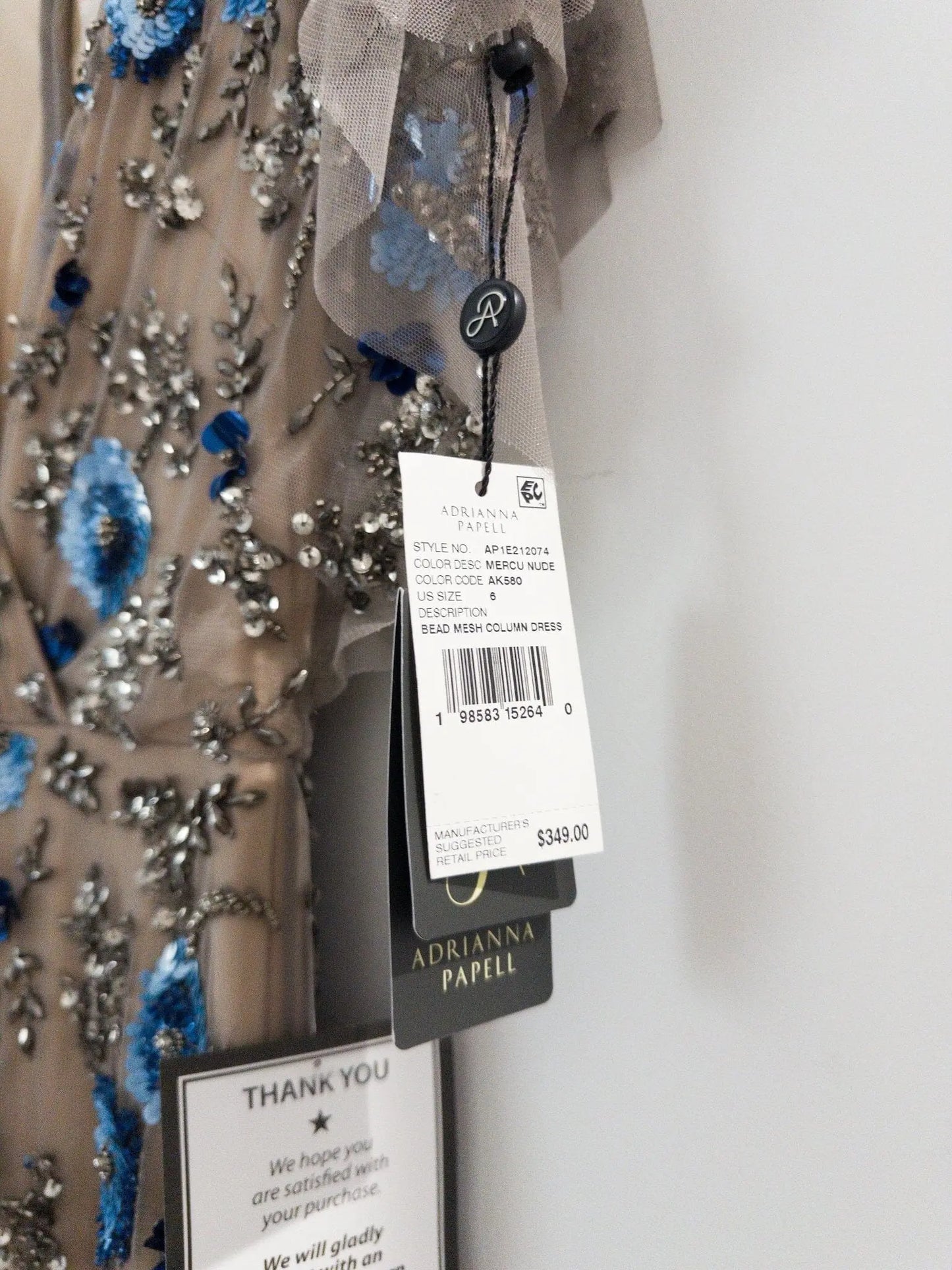 Beaded Mesh Column Dress Adrianna Papell