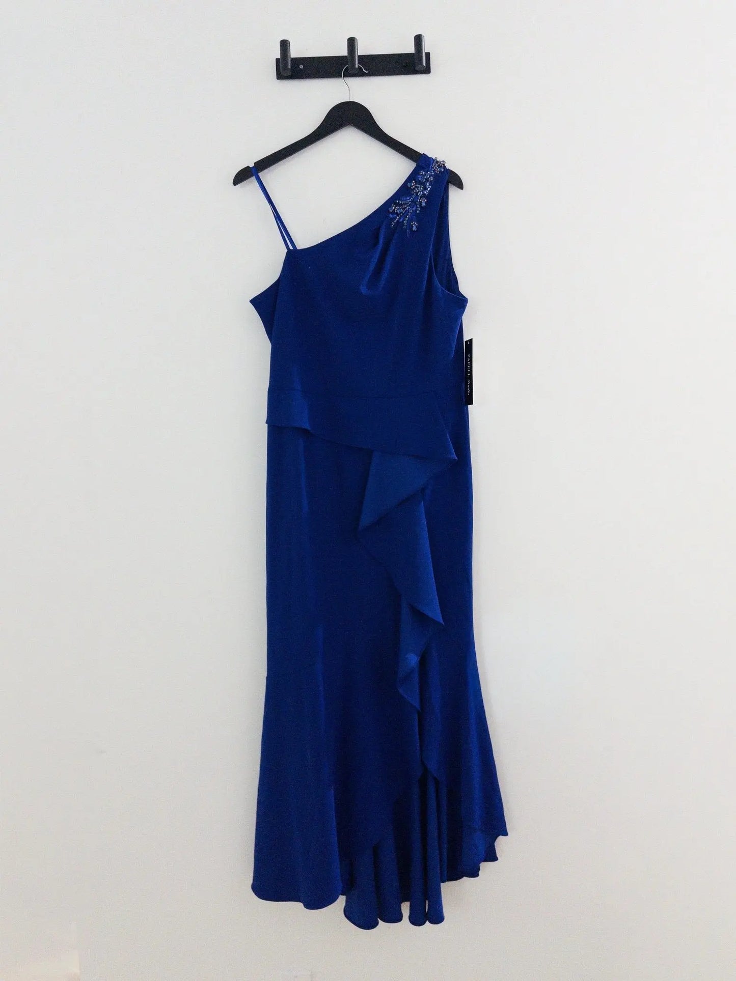 Beaded One-Shoulder Crepe Gown - Layalita