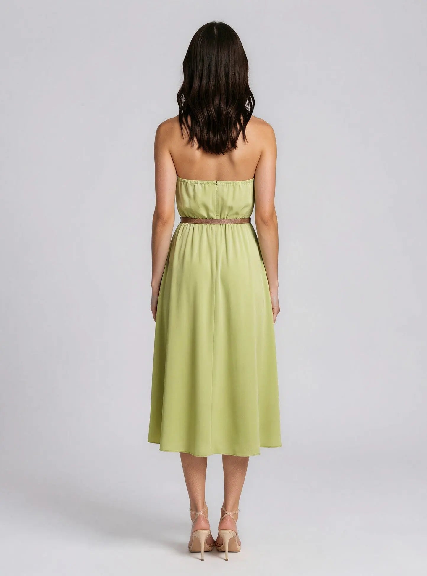 Belted Halter A-Line Midi Dress Donna Karan New York