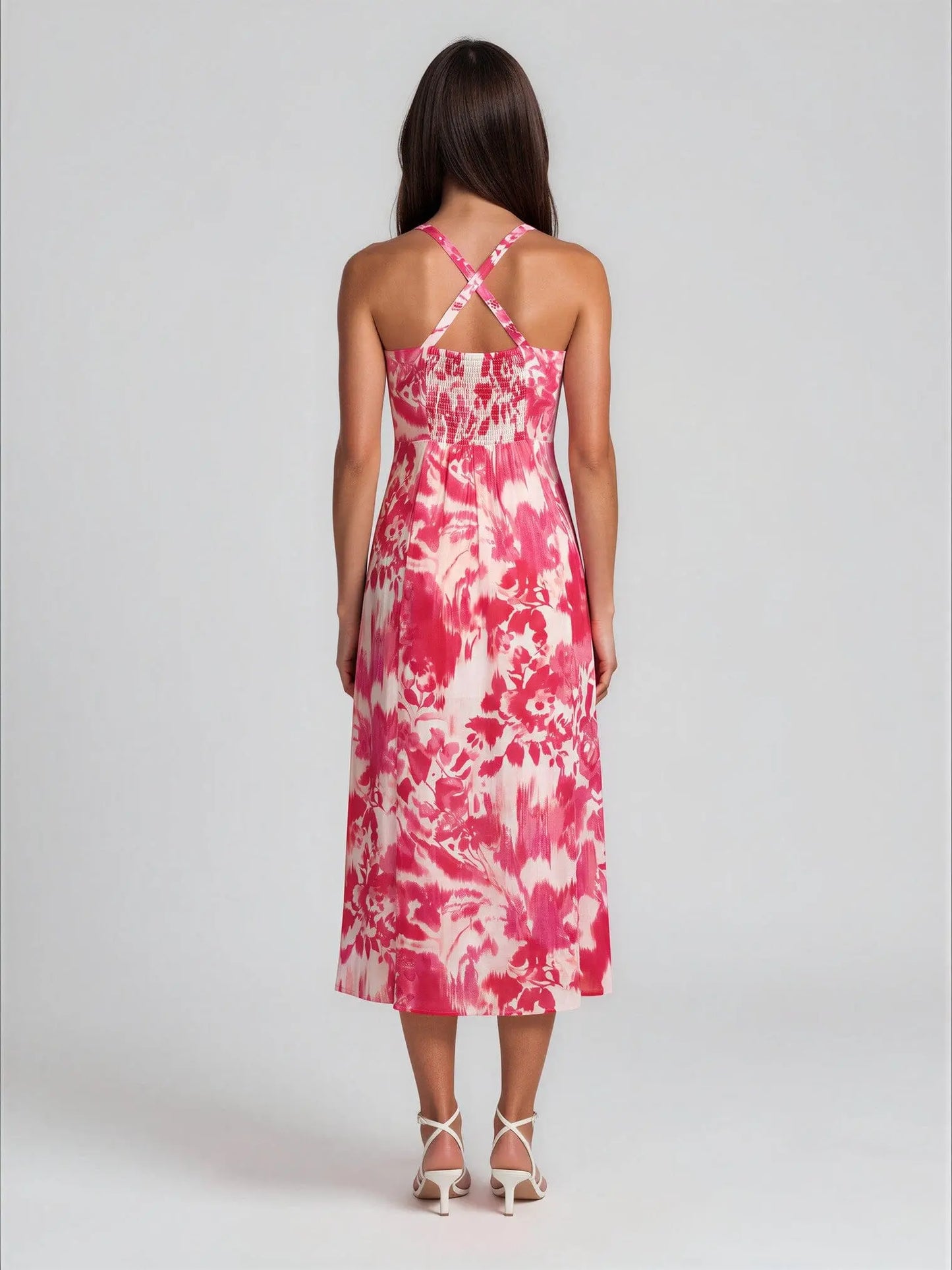 Bow-front Buckled-strap Midi Dress - Layalita