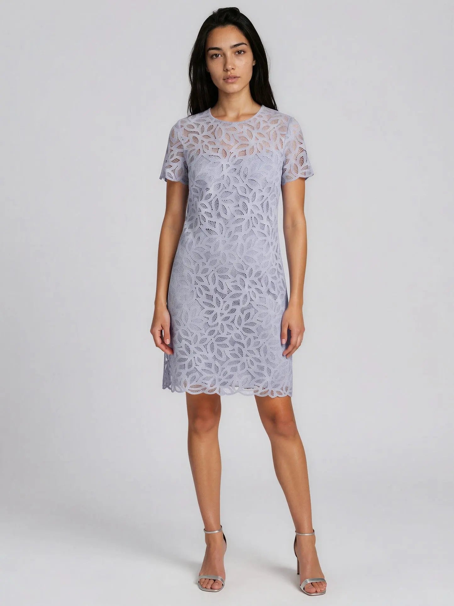 Burnout Lace Jewel-Neck Dress - Layalita
