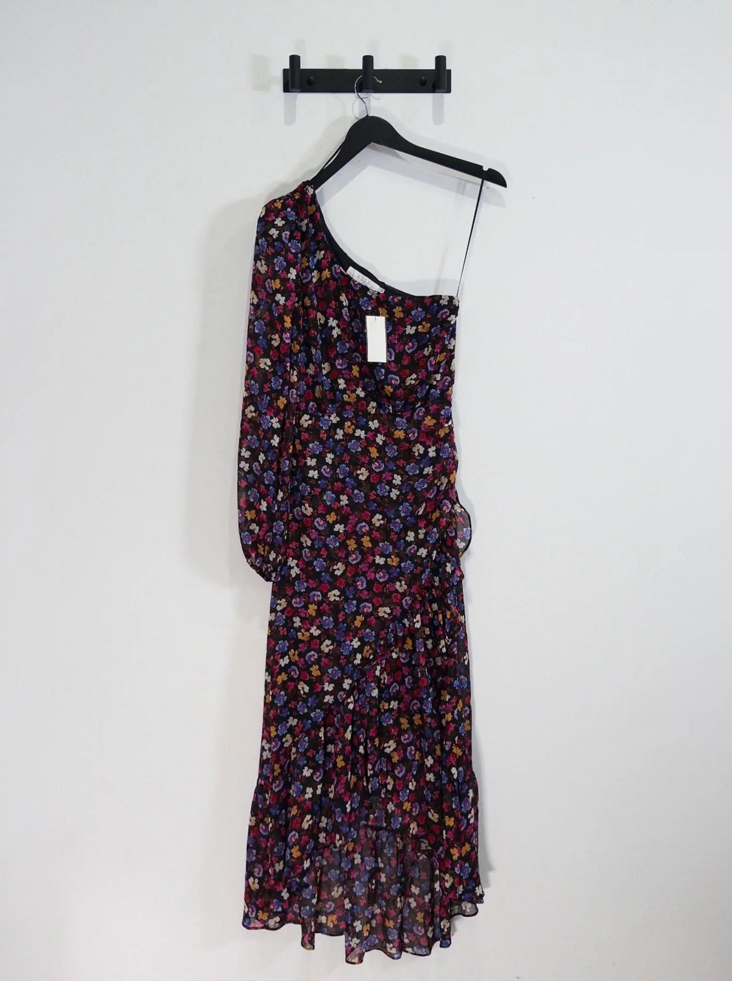 Calista Asymmetrical - Neck Floral - Print Midi Dress - Layalita