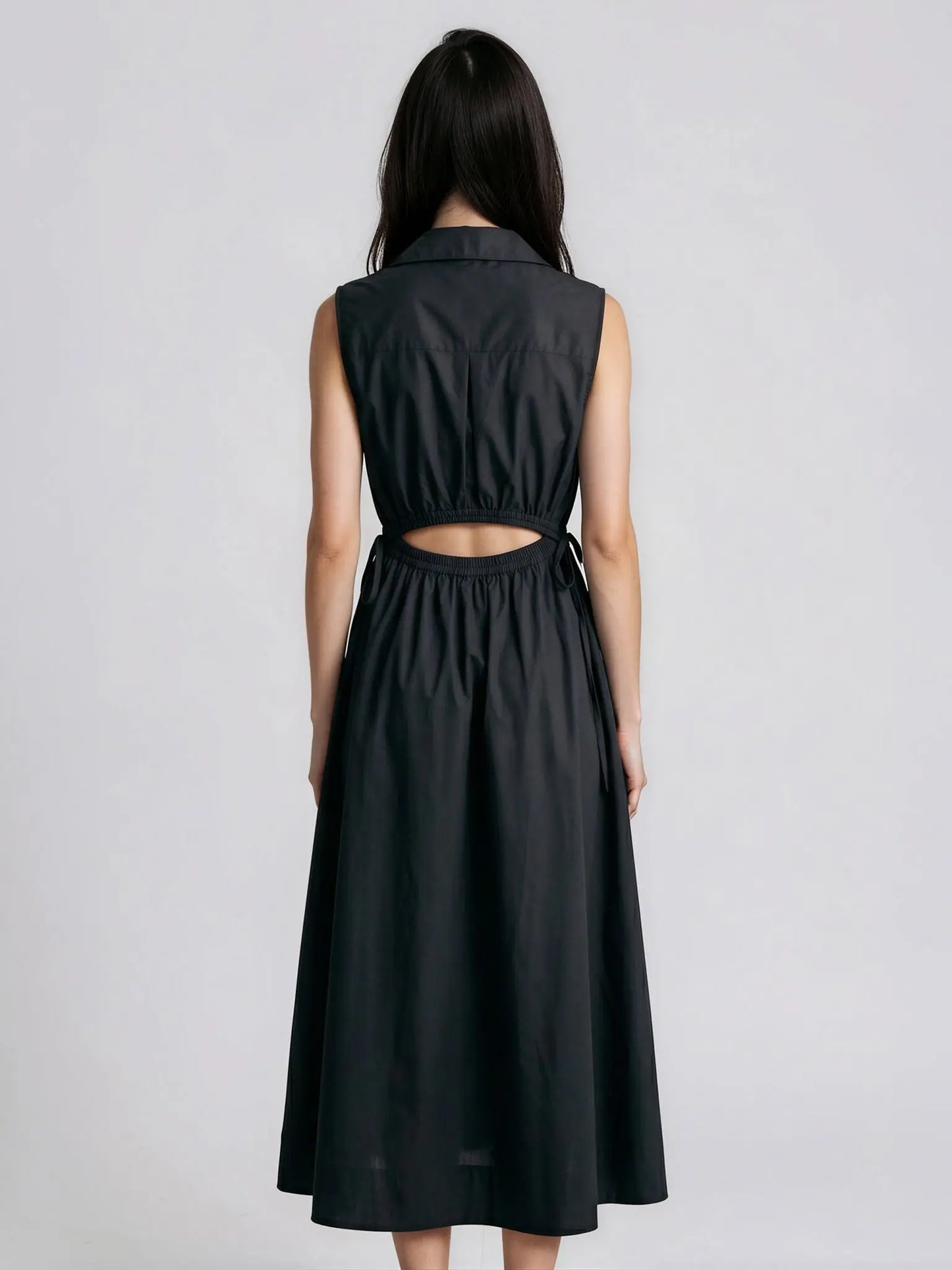 Cotton Drawstring Sleeveless Midi Dress - Layalita