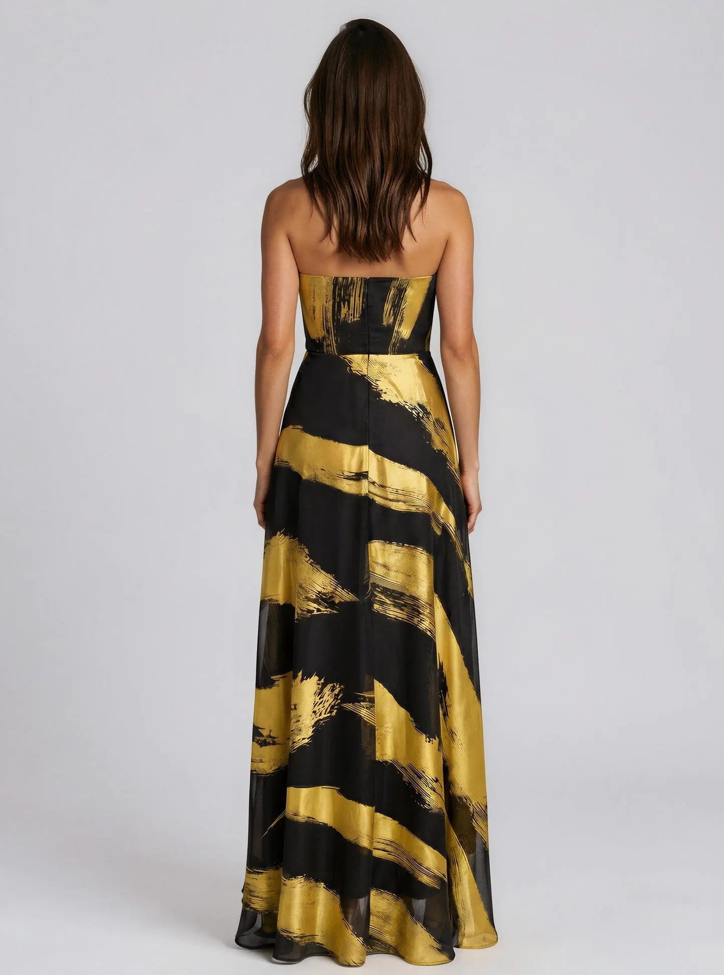Strapless Ruffle-Front Gown Donna Karan New York