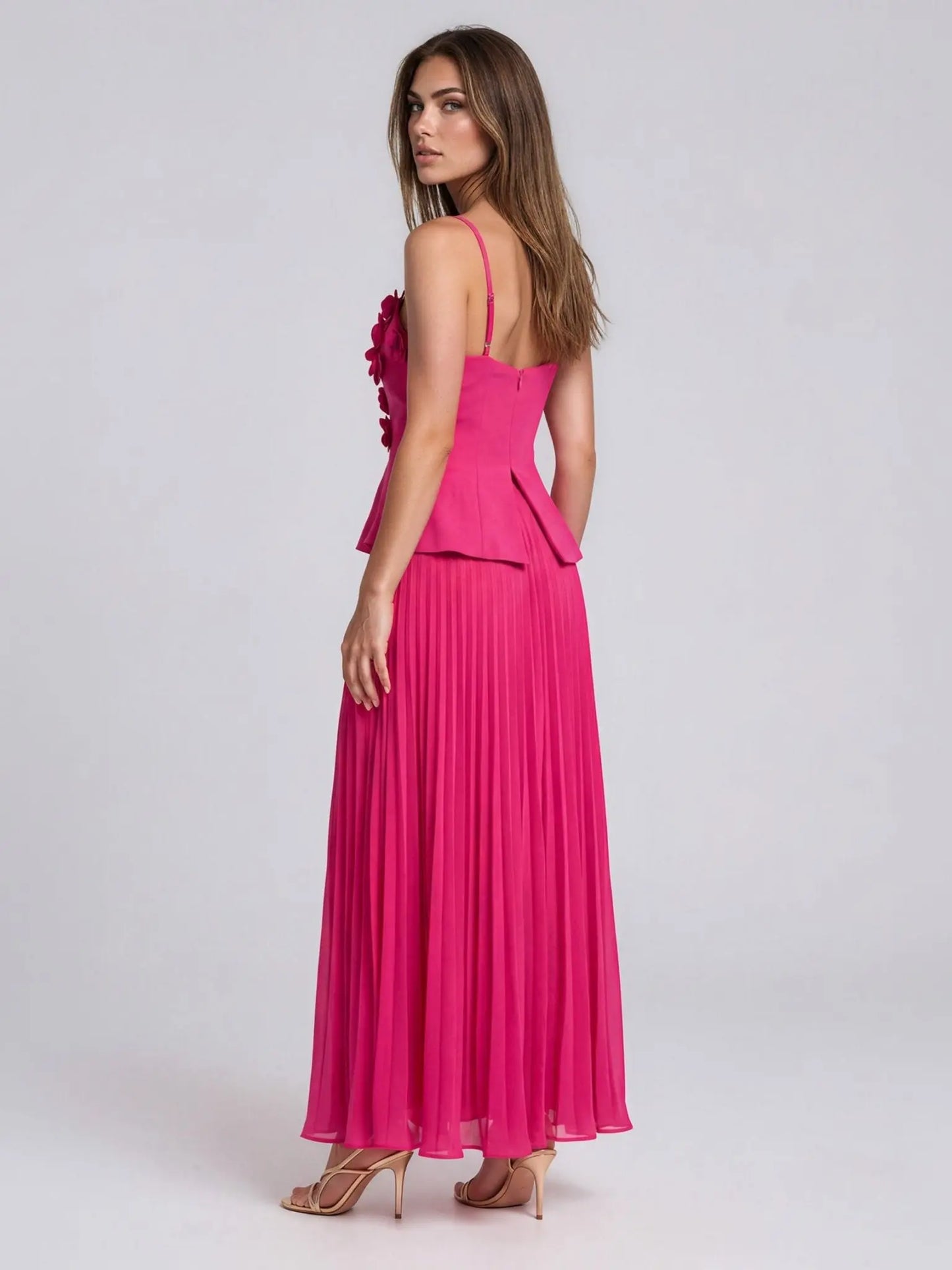 Embellished Pleated-Skirt Sleeveless Gown - Layalita