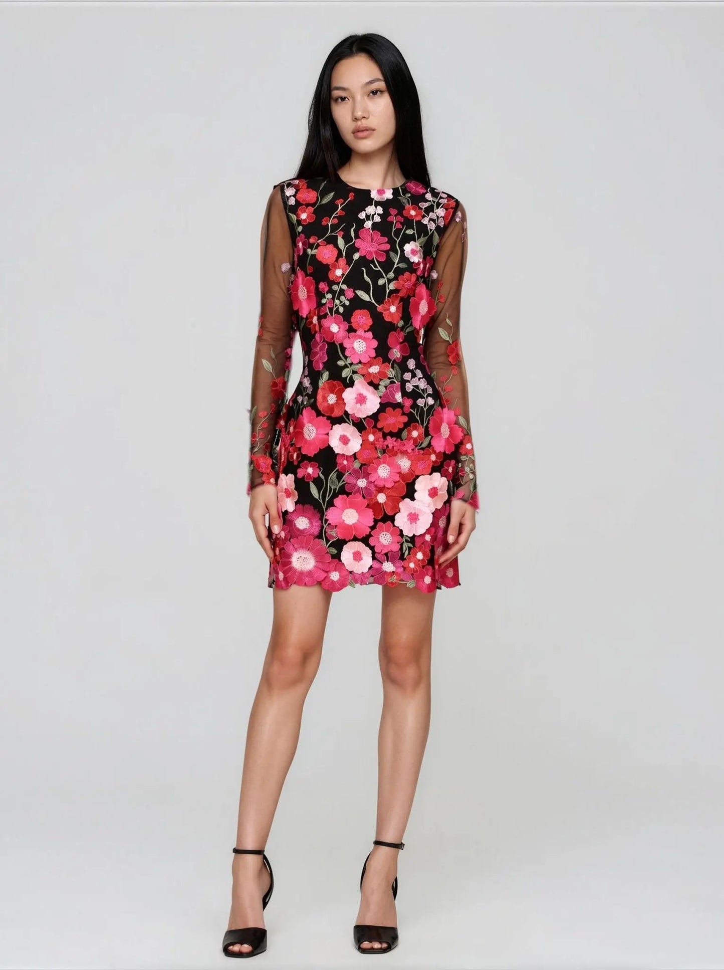 Floral - Embroidered Sheath Dress - Layalita