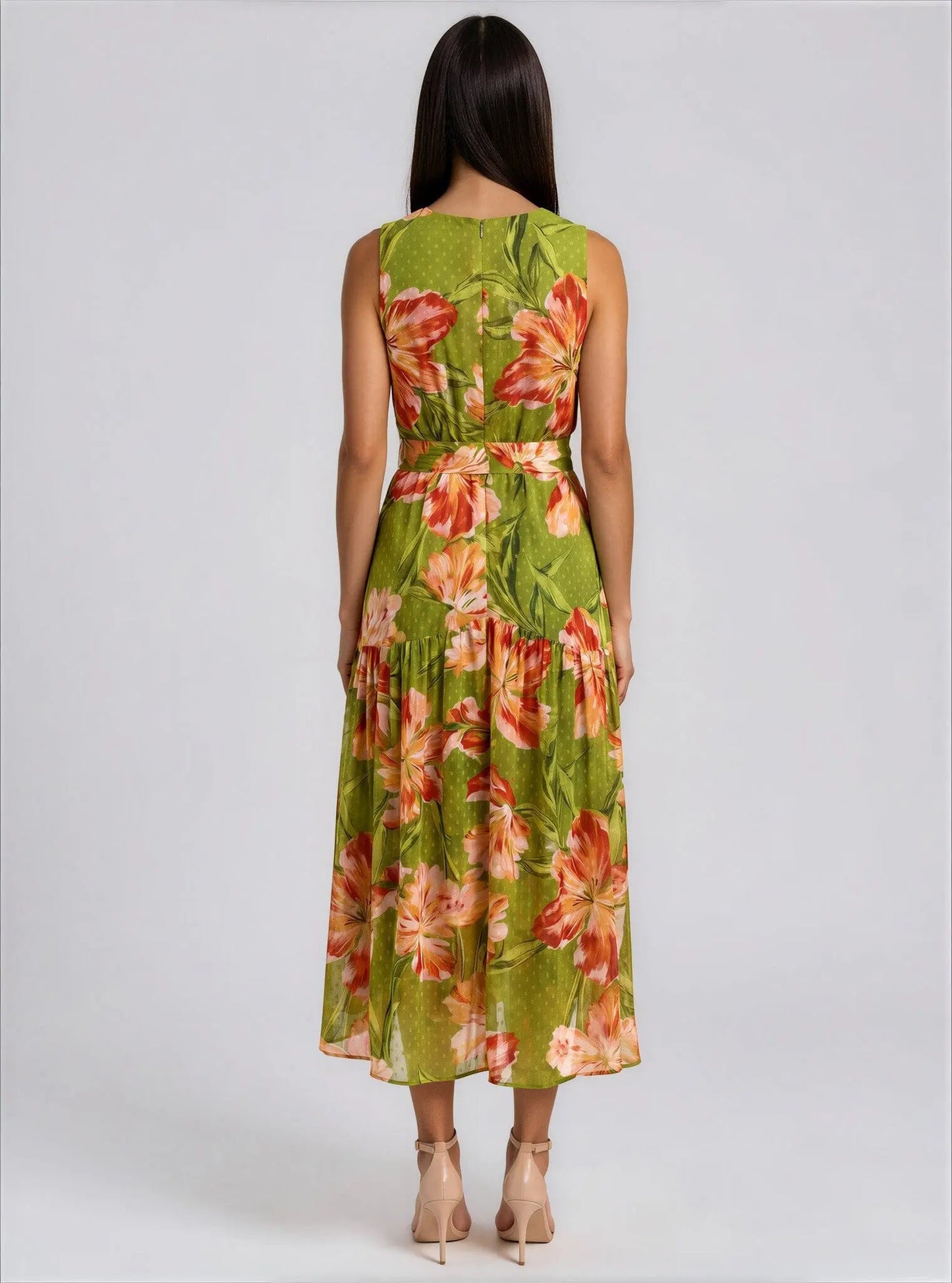 Floral-Print High-Low Faux-Wrap Dress Anne Klein
