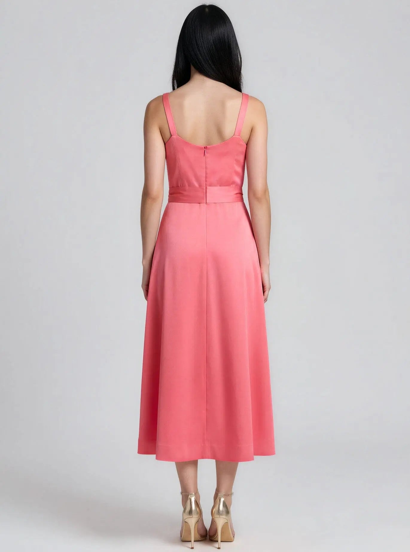 Floral-Trim Bow-Waist Midi Dress - Layalita