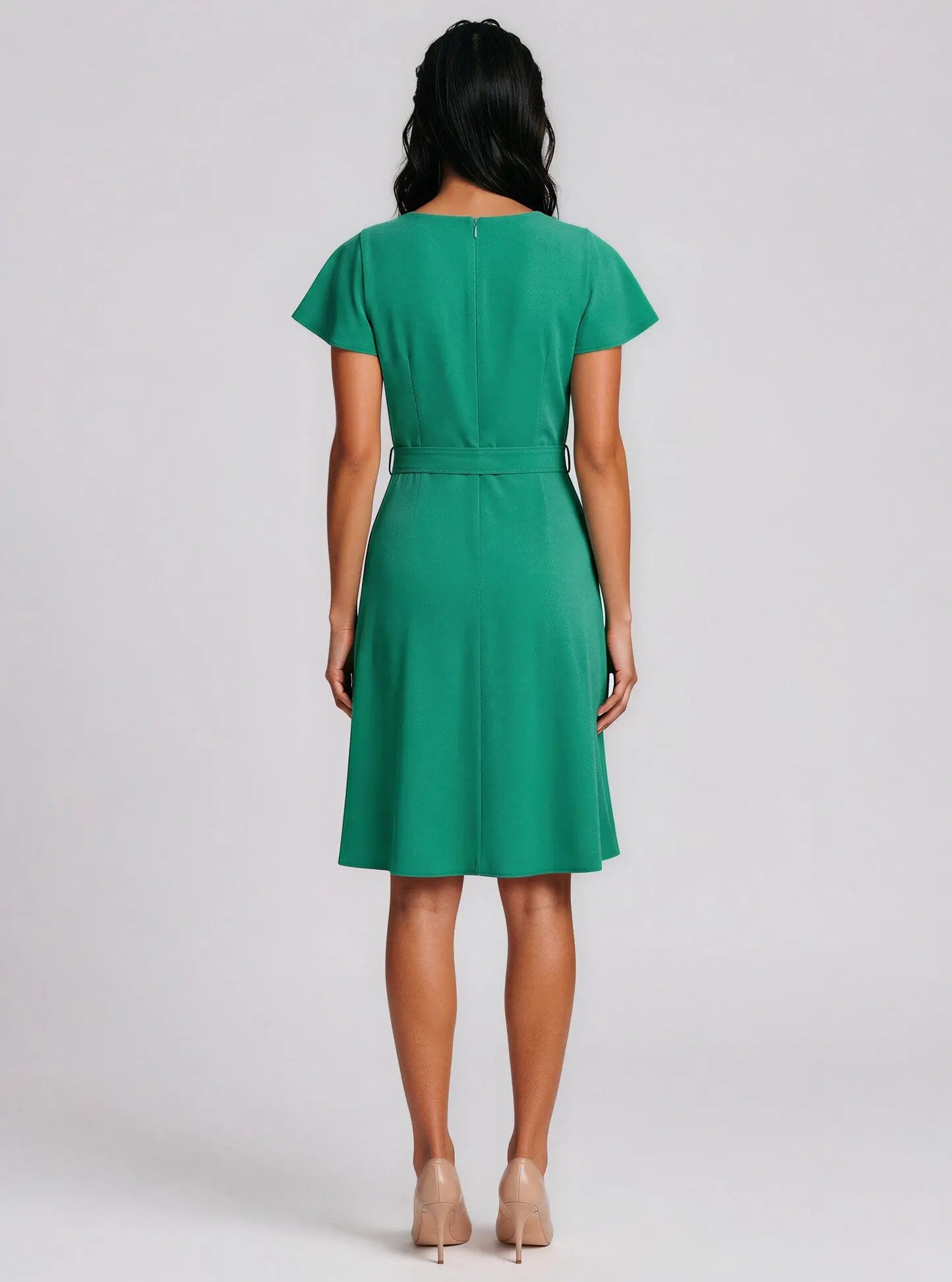 Flutter-Sleeve Tie-Waist Dress - Layalita