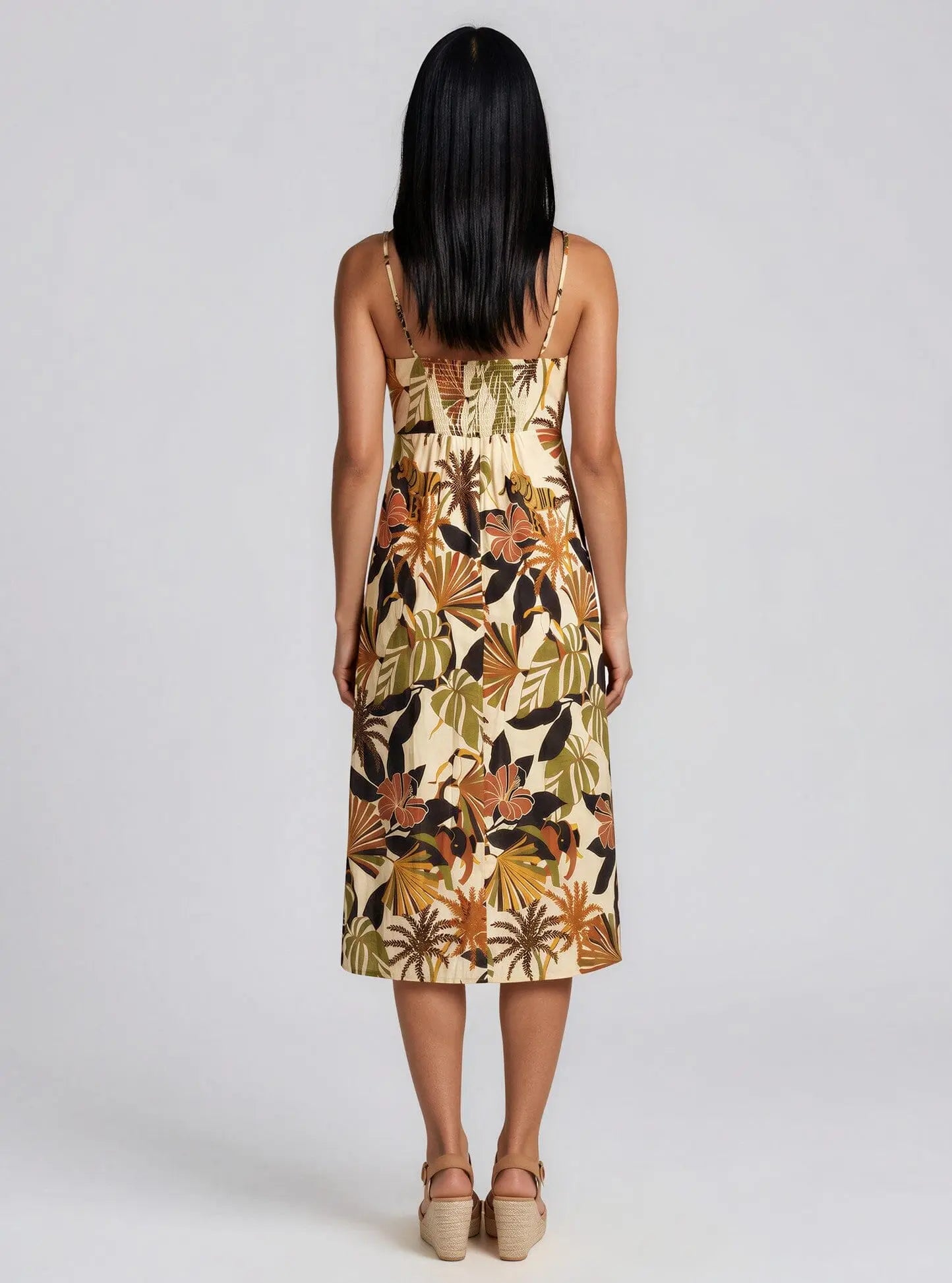 Juniors Scalloped Printed Slip Midi Dress - Layalita