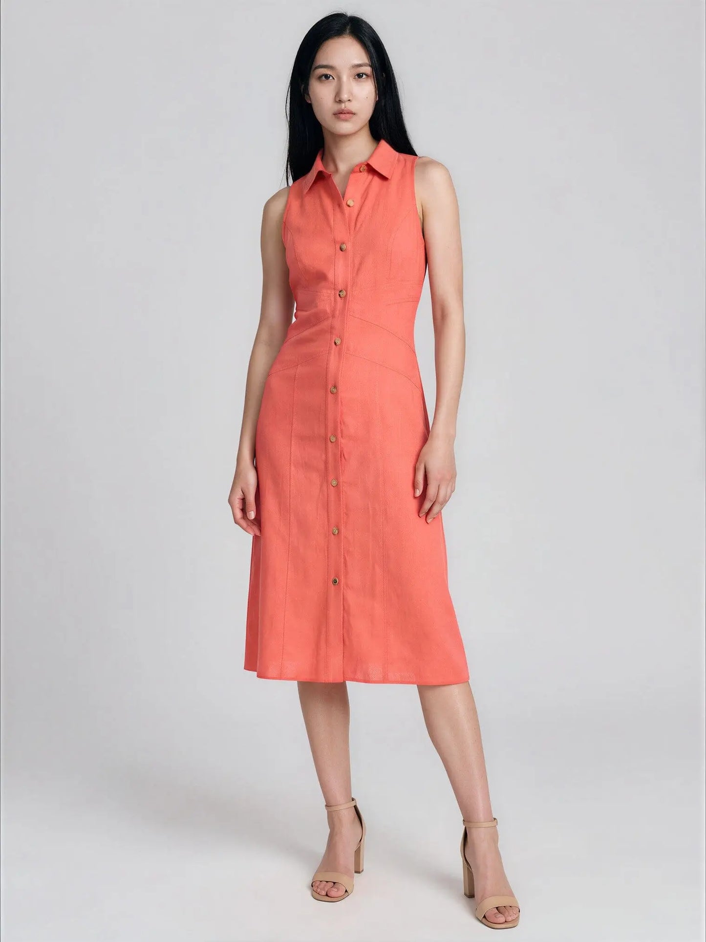 Maggy London Women's Collared Sleeveless Button-Front Dress - Layalita