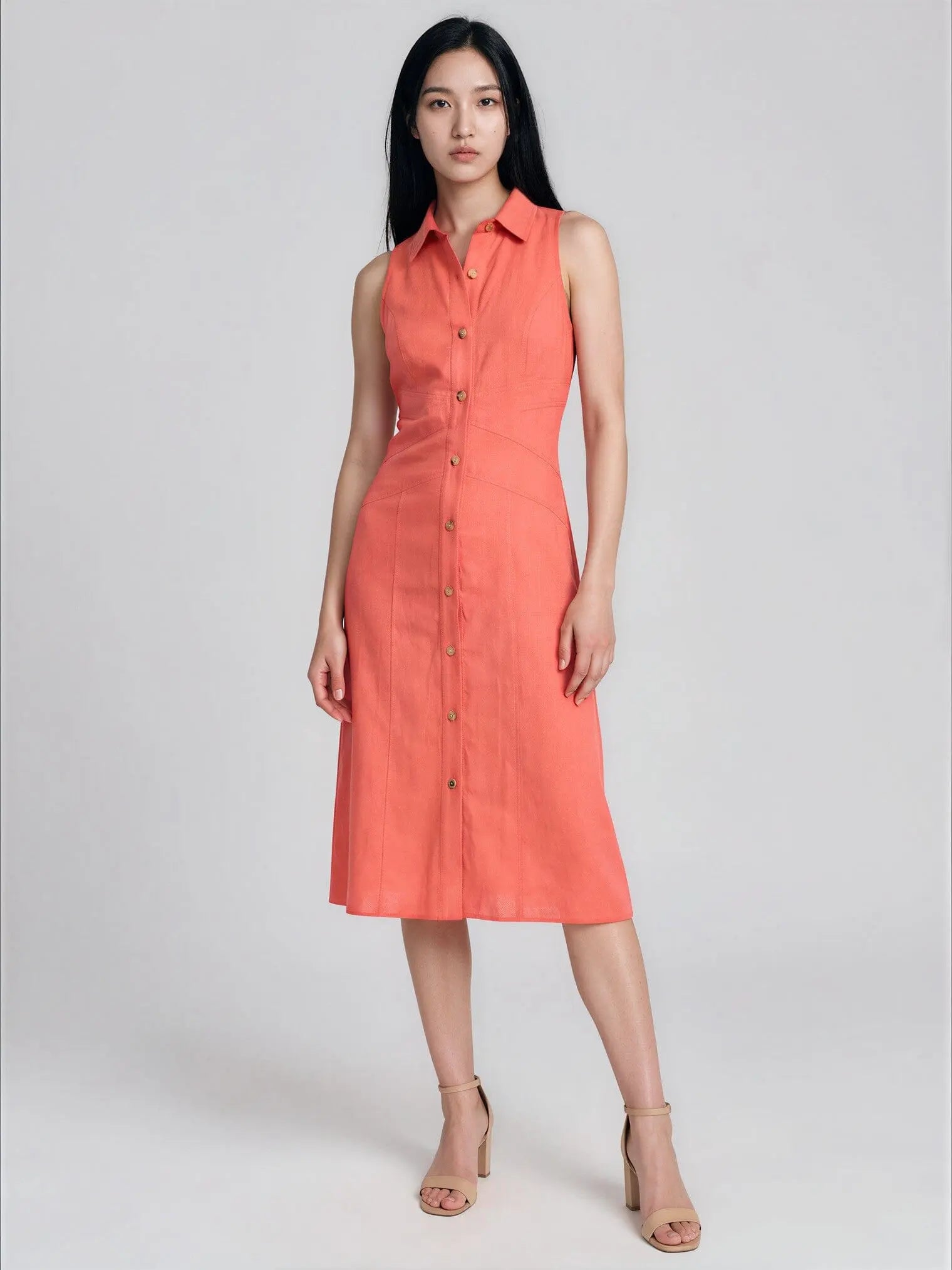 Maggy London Women's Collared Sleeveless Button-Front Dress - Layalita