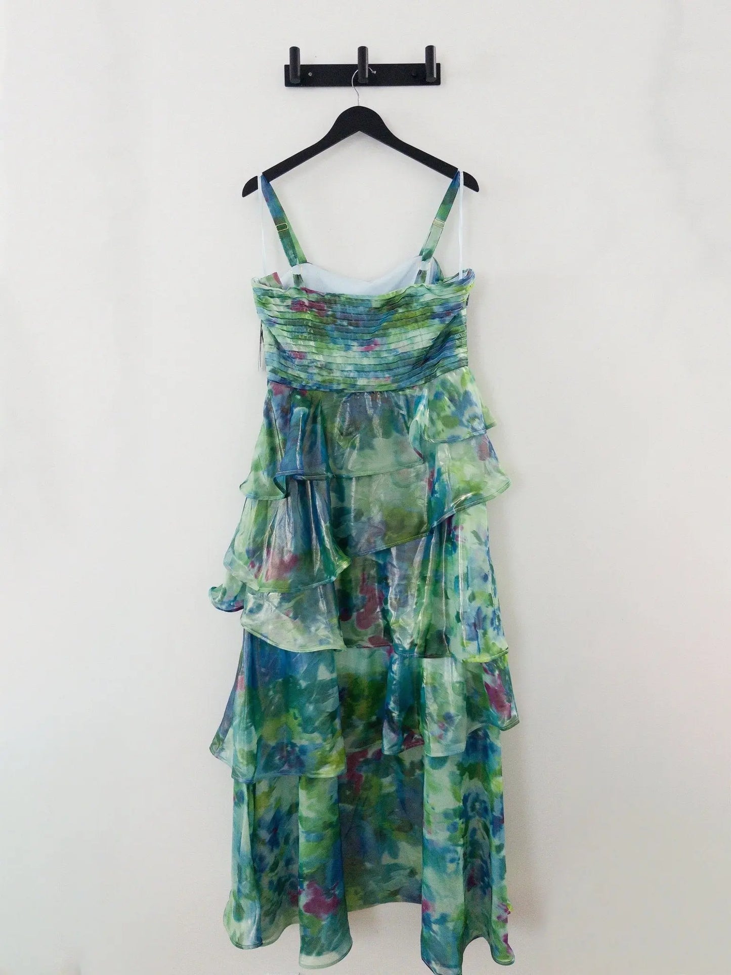 Pleated - Bodice Tiered Chiffon Gown - Layalita