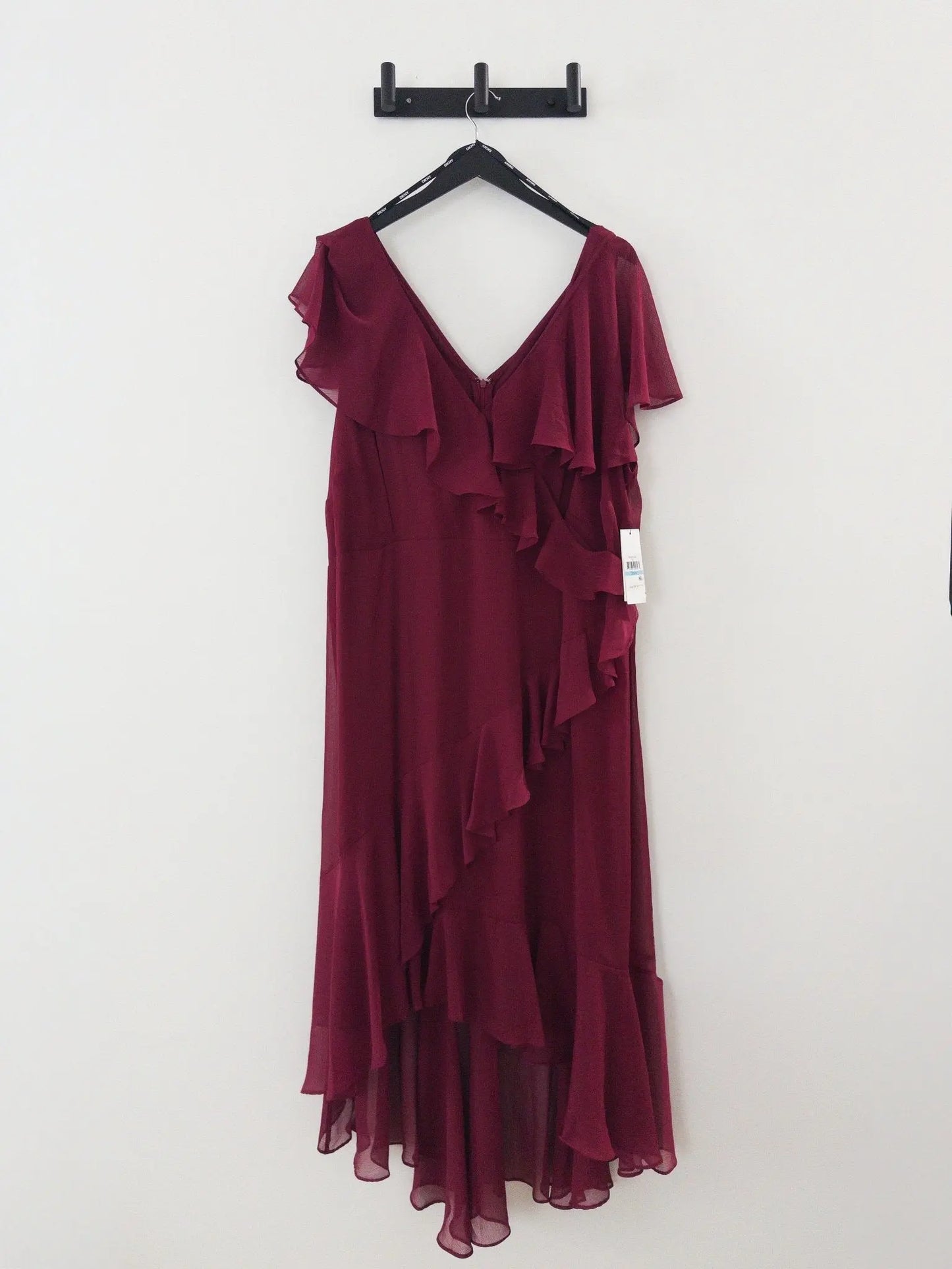 Plus Size V - Neck Ruffled High - Low Hem Dress - Layalita