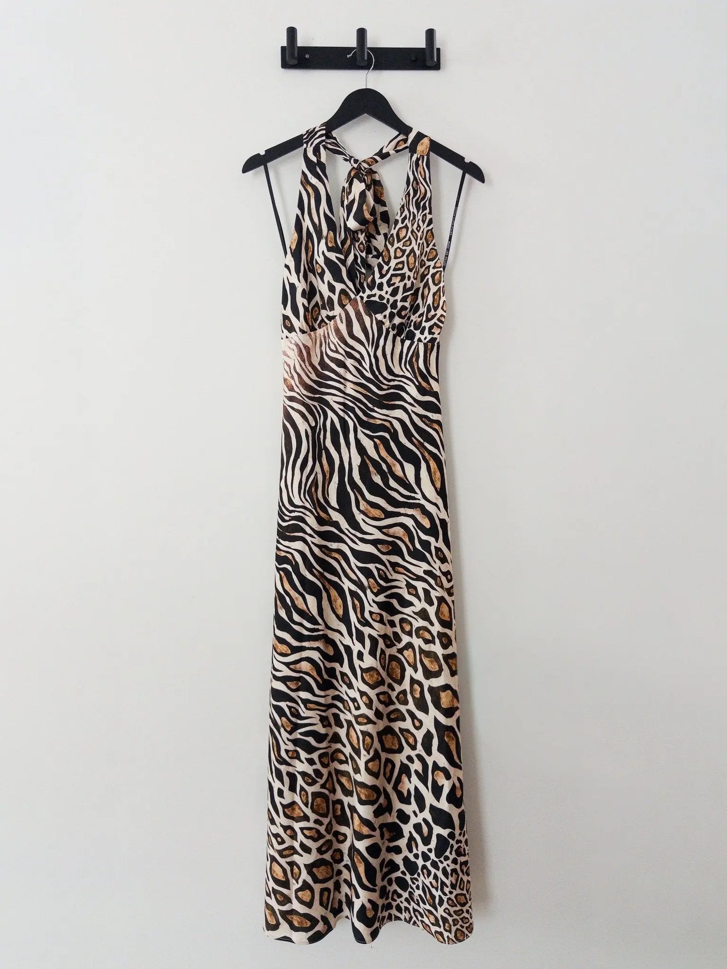 Printed Halter Scarf-Tie Maxi Dress - Layalita