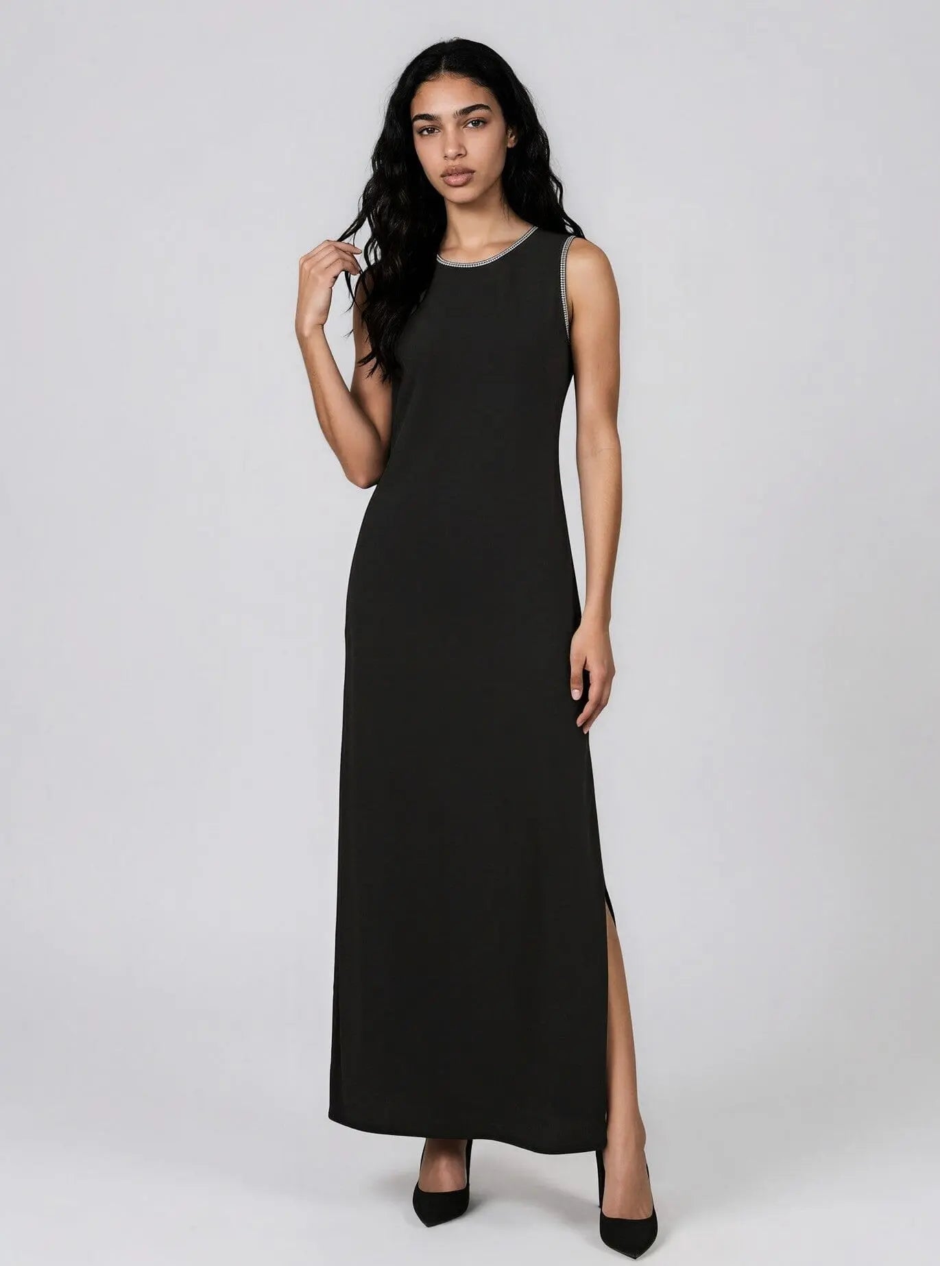 Rhinestone Trimmed Gown Donna Karan New York