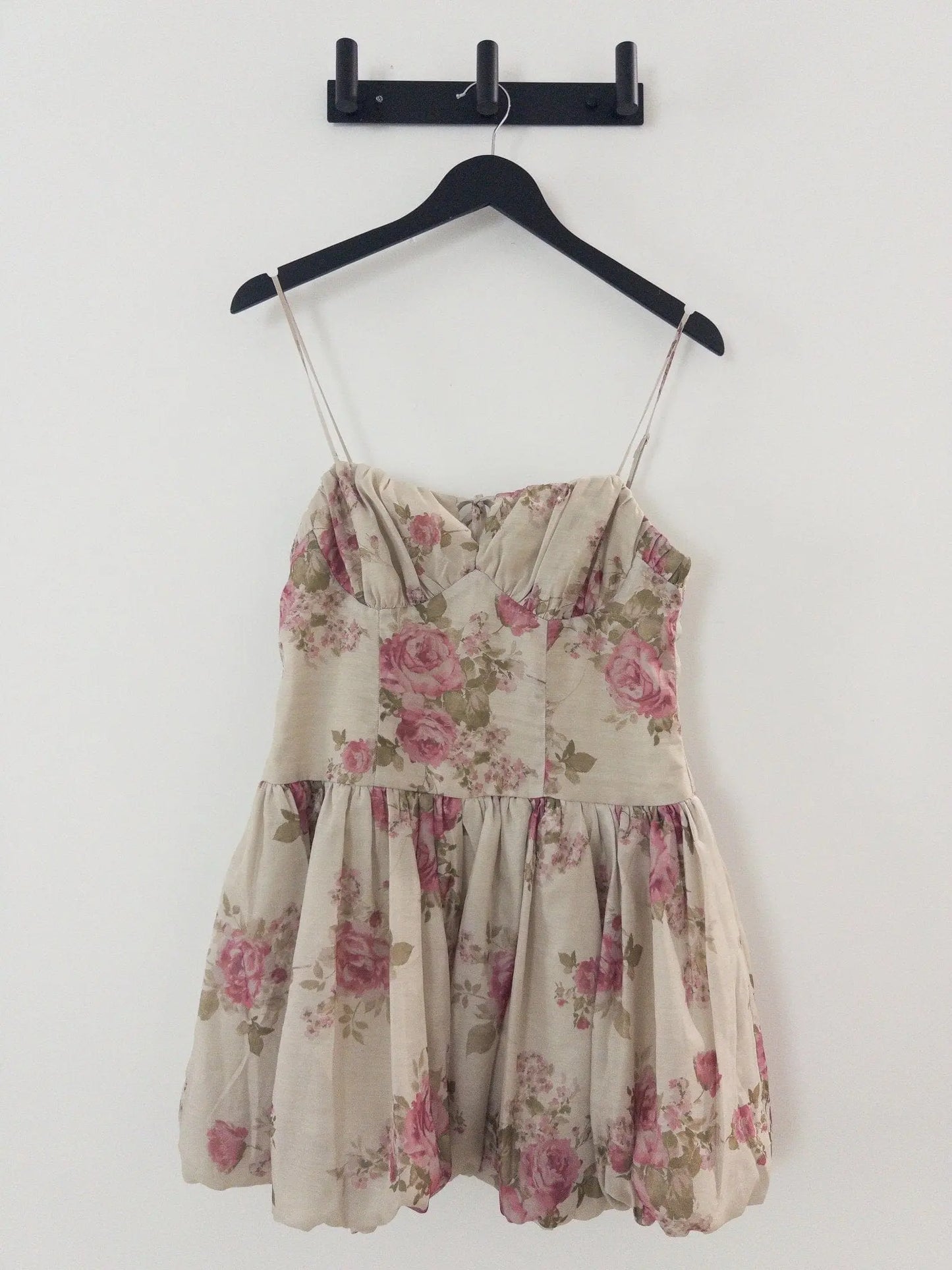 Rose-Print Bubble-Hem Mini Dress SENI & CADE