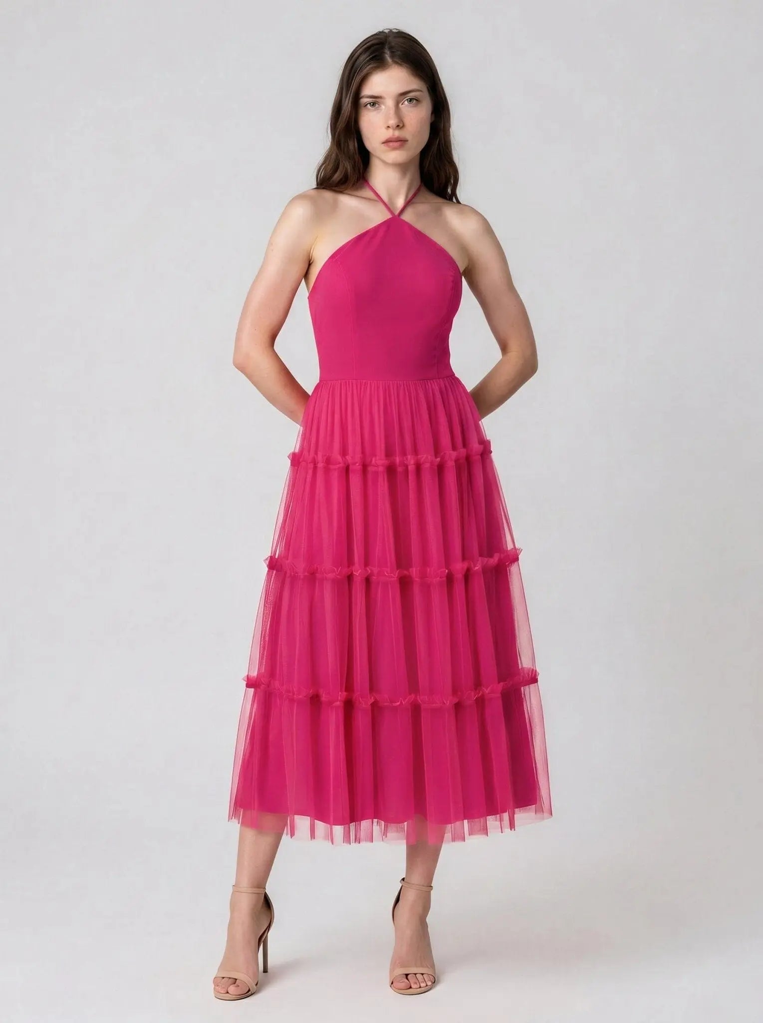 Ruffled Tiered Midi Dress Adrianna Papell