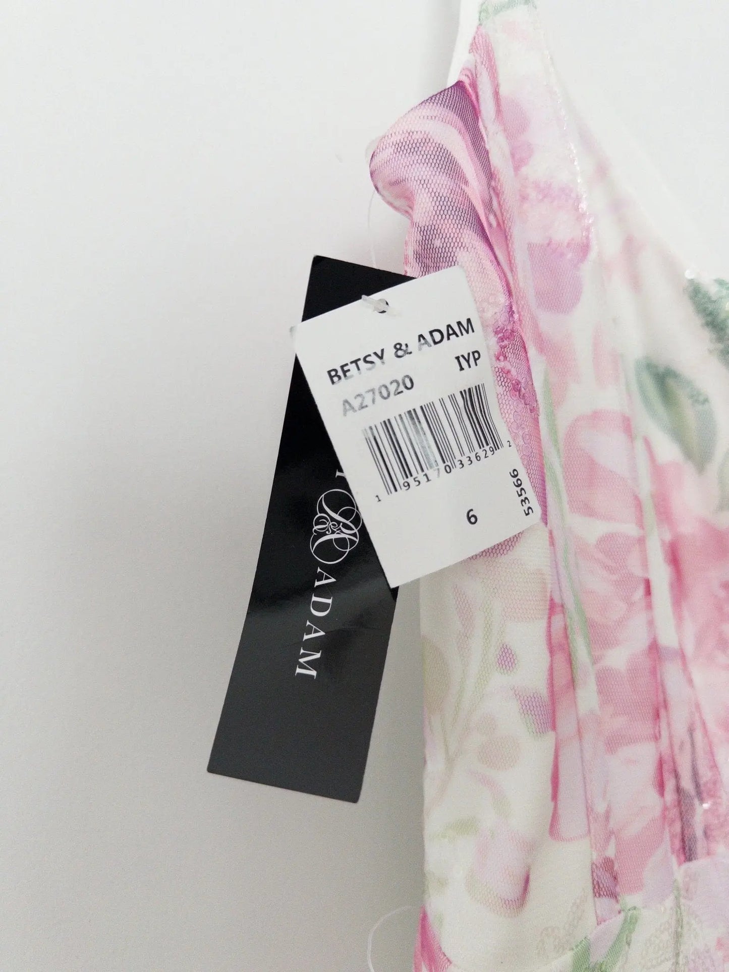 Sequin Floral Print Sleeveless Gown Betsy & Adam