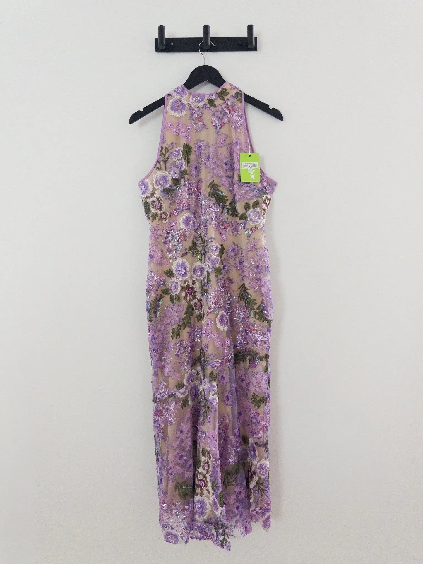 Sequined High-Neck Halter Tie-Back Dress - Layalita