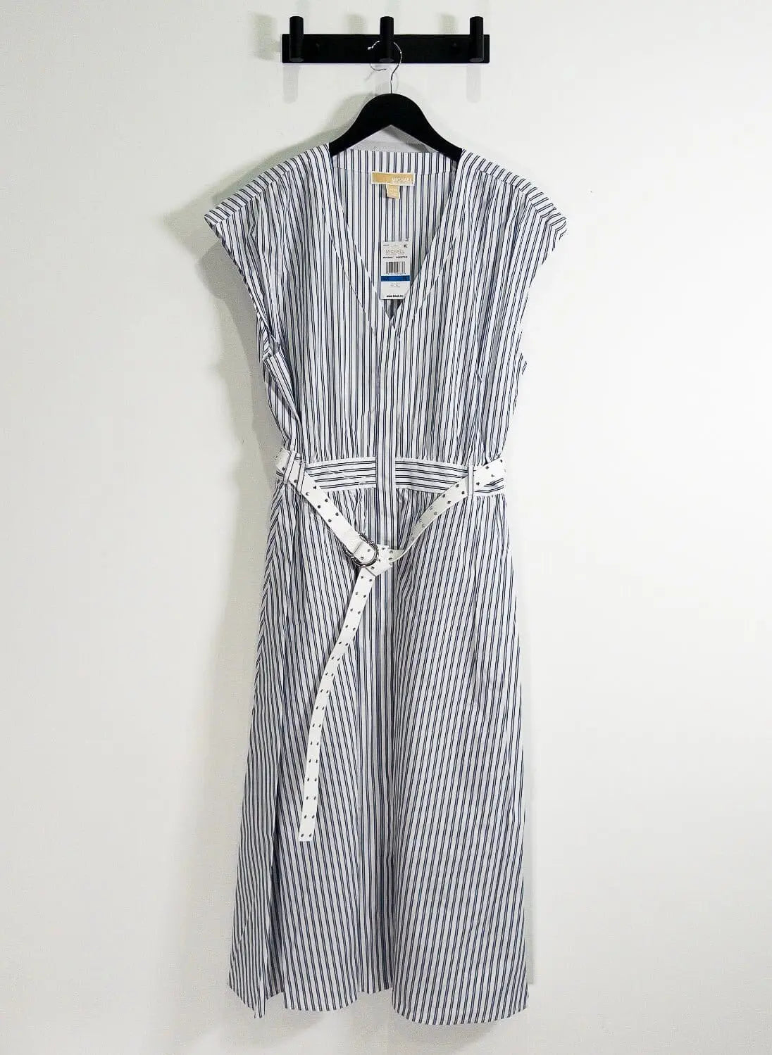 Striped Cotton Poplin Belted Midi Dress Michael Kors