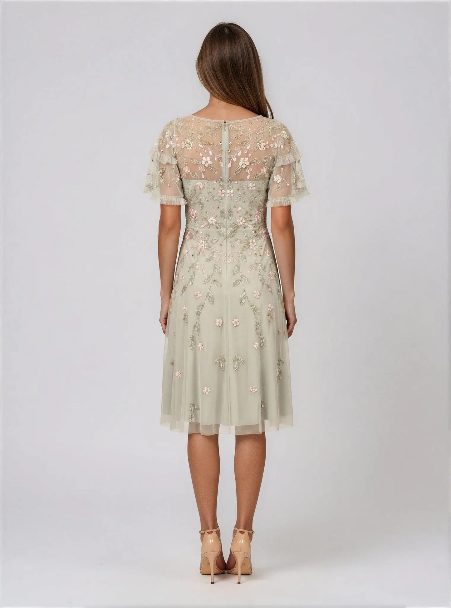 V-Neck Beaded Dress Adrianna Papell