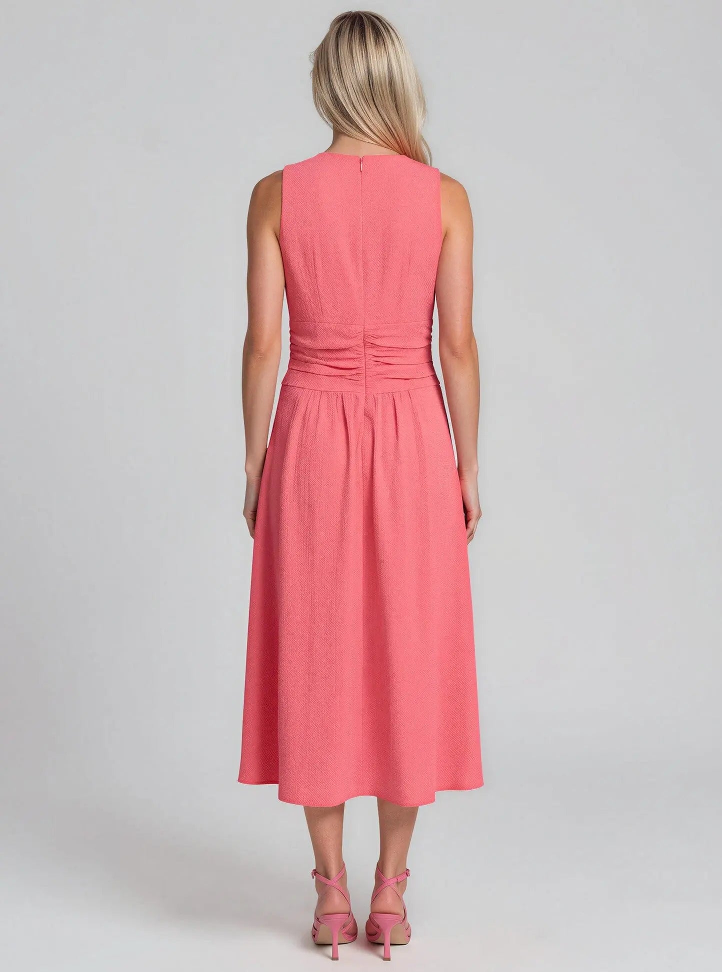 V-Neck Twist-Front Midi Dress - Layalita