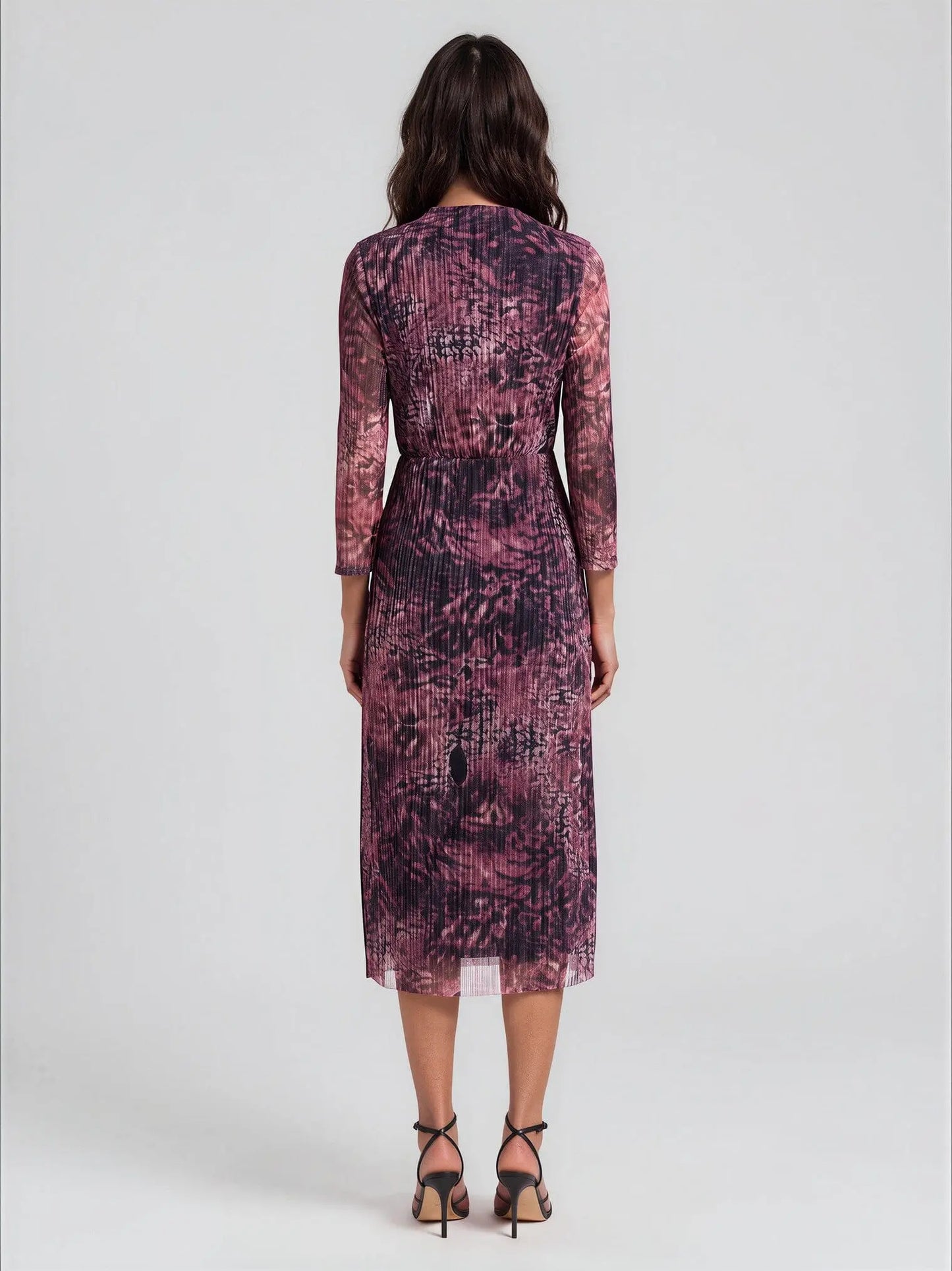 V-Neck Twist-Front Midi Dress - Layalita
