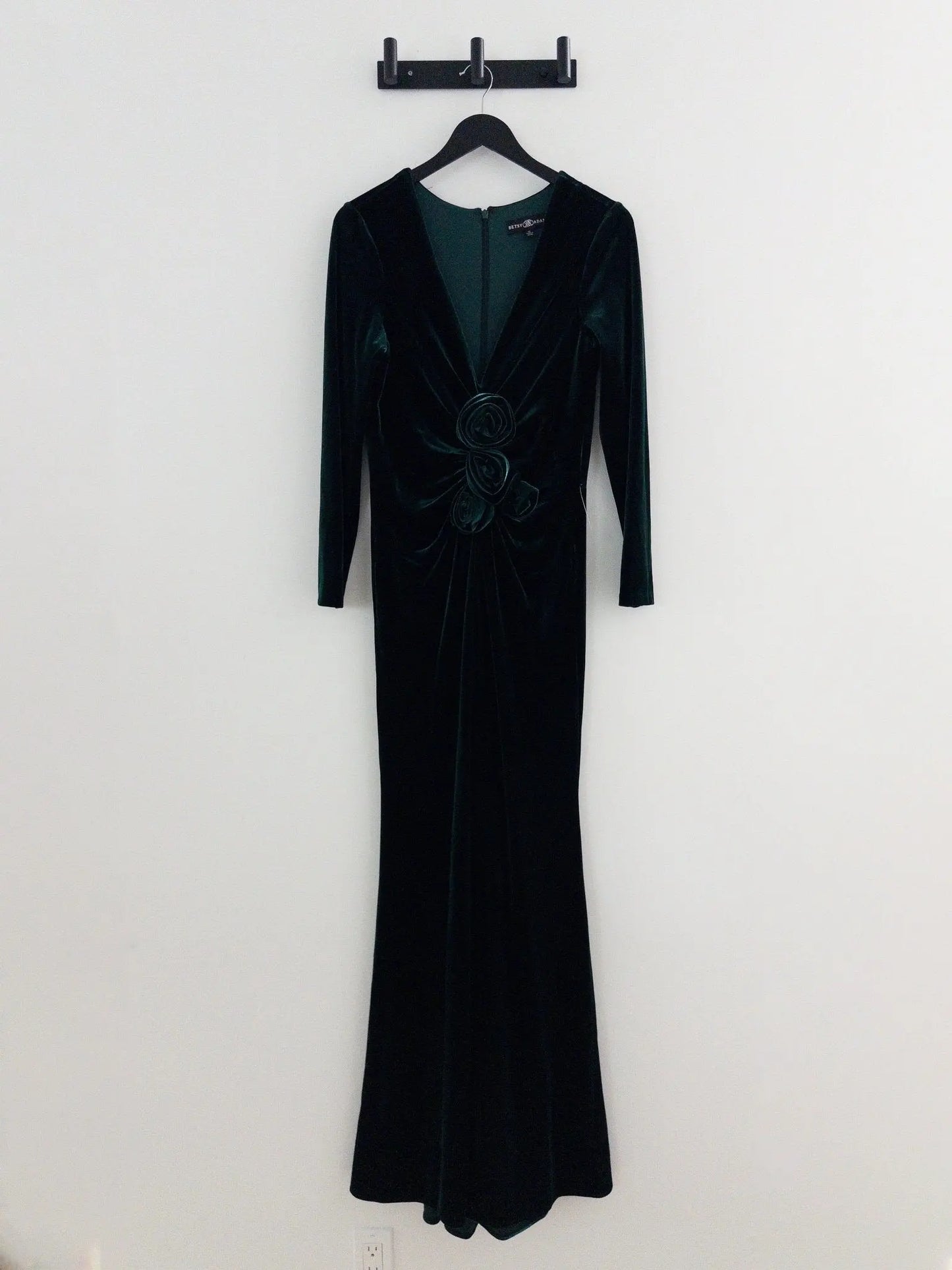 Velvet Rosette Long-Sleeve Gown - Layalita