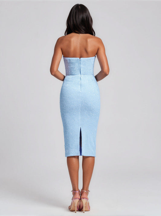 Viviana Sequined Strapless Dress Dress the Population 