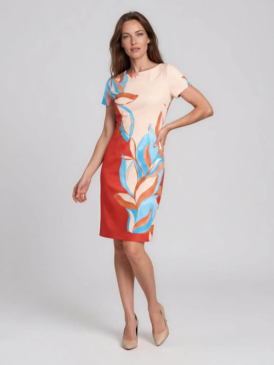 Colorblocked Placement-Print Sheath Dress R & M Richards 