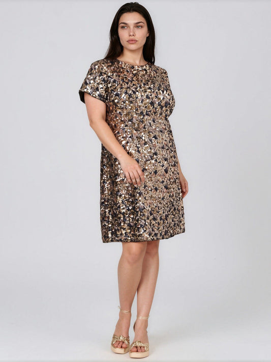 Adrianna Papell Plus Size Sequin Shirt Swing Short-Sleeve Dress Adrianna Papell 