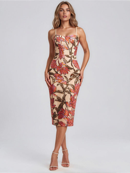 Blakely Sweetheart-Neck Sequin Bodycon Midi Dress Dress the Population 