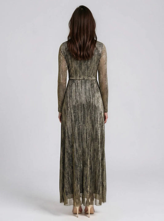 Foil Knot-Front Long-Sleeve Dress Anne Klein 