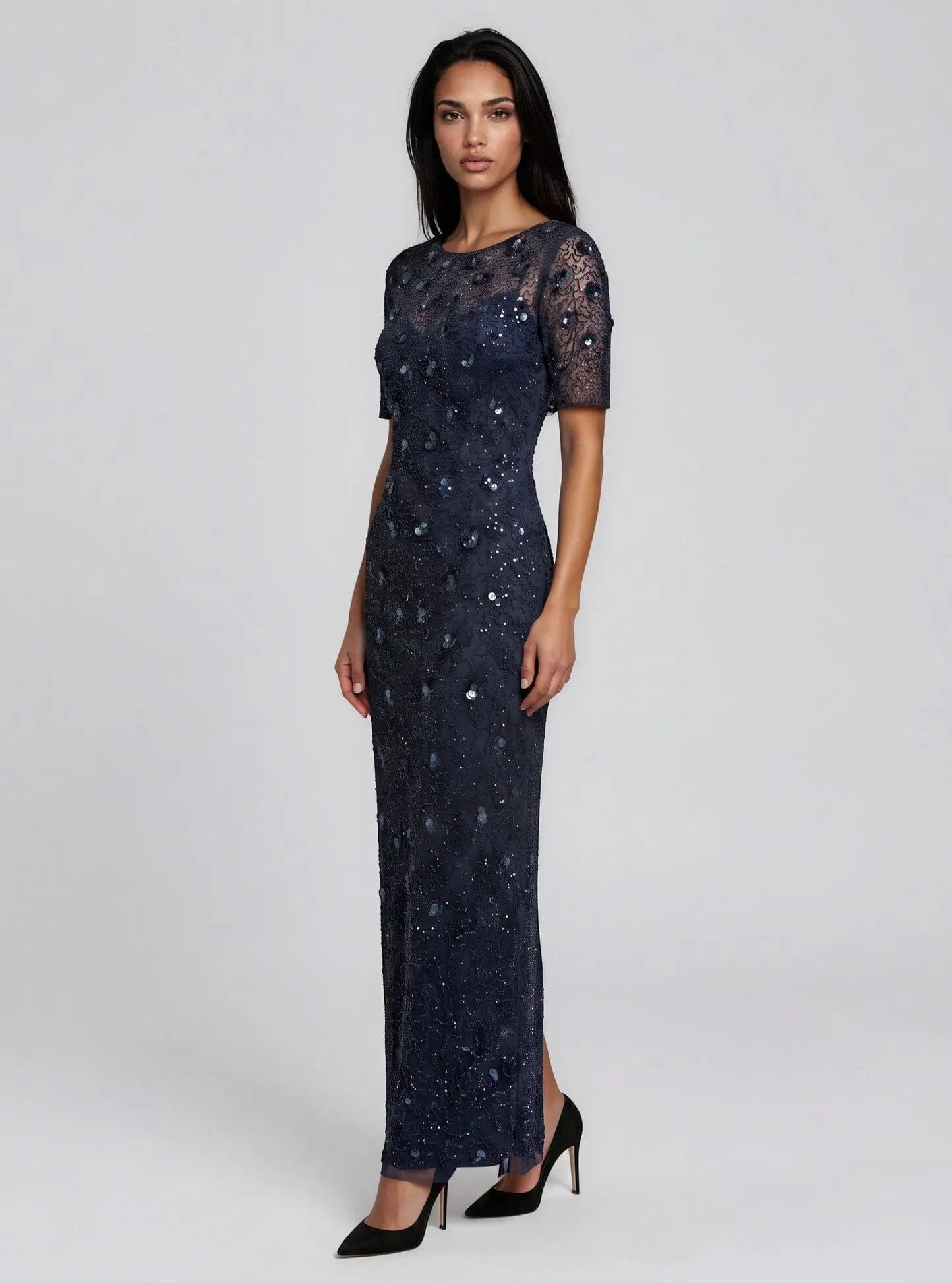 3D Embellished Floral Sheath Dress Adrianna Papell 