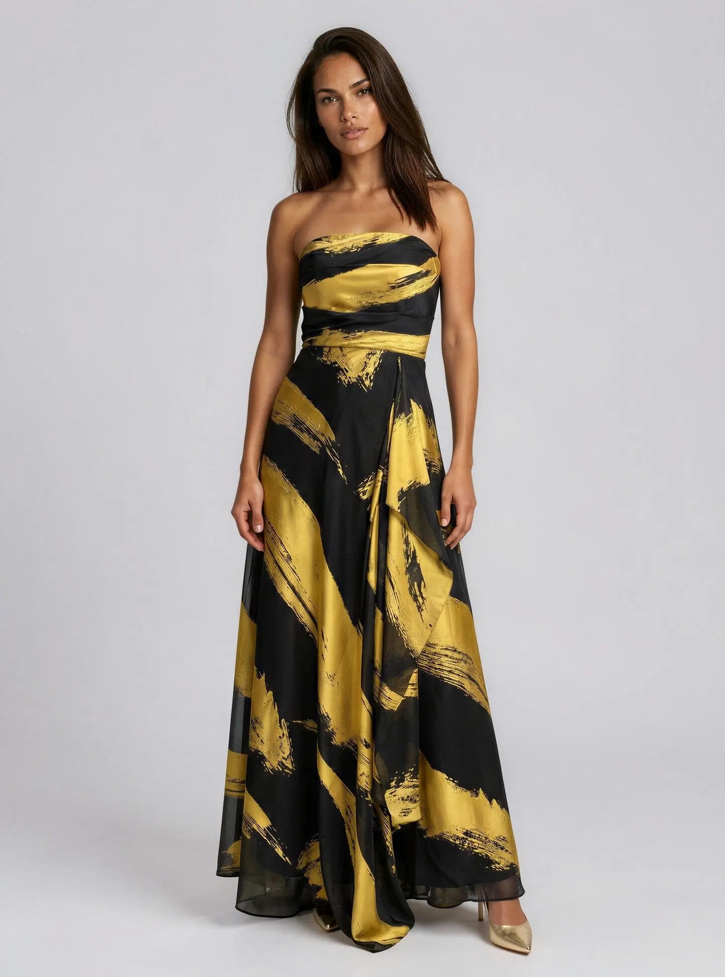 Strapless Ruffle-Front Gown Donna Karan New York 