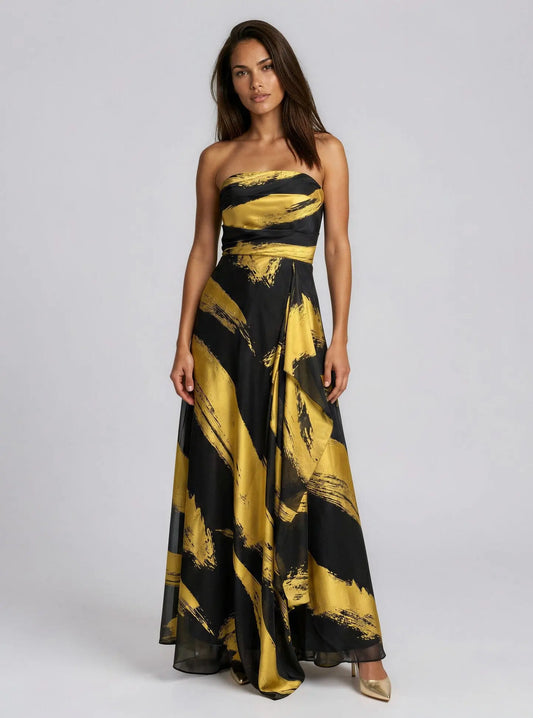 Strapless Ruffle-Front Gown Donna Karan New York 
