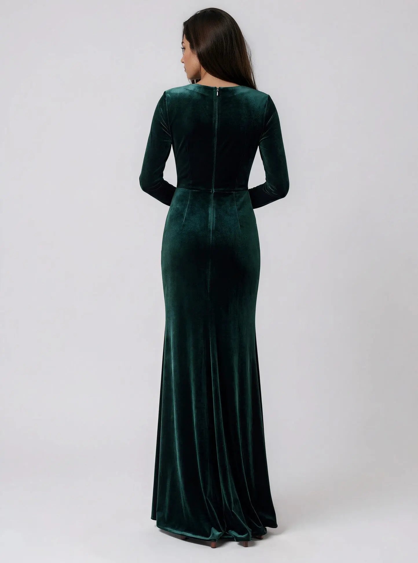 Velvet Rosette Long-Sleeve Gown Betsy & Adam 