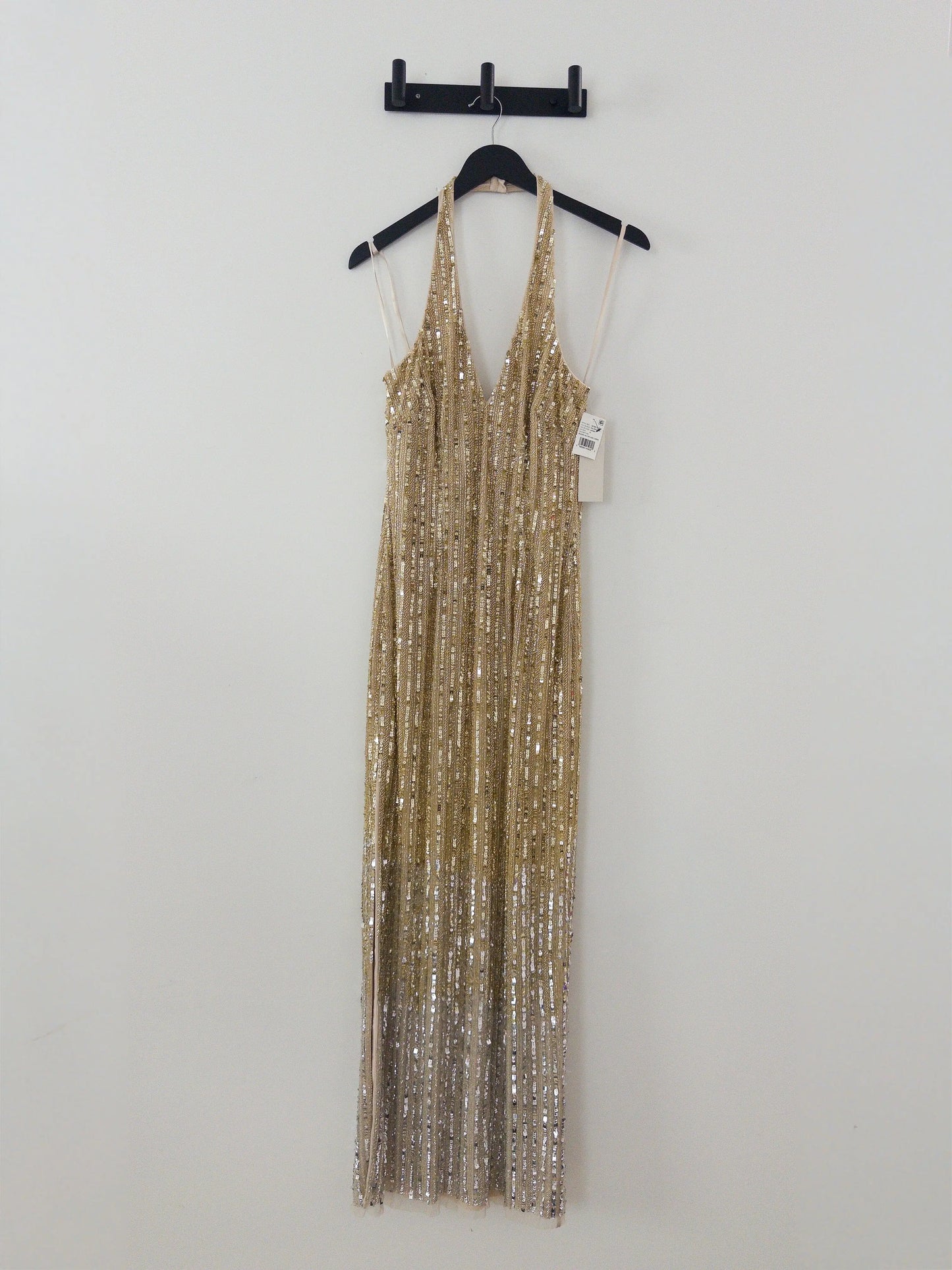 Adrianna Papell Beaded Halter Long Dress Adrianna Papell 