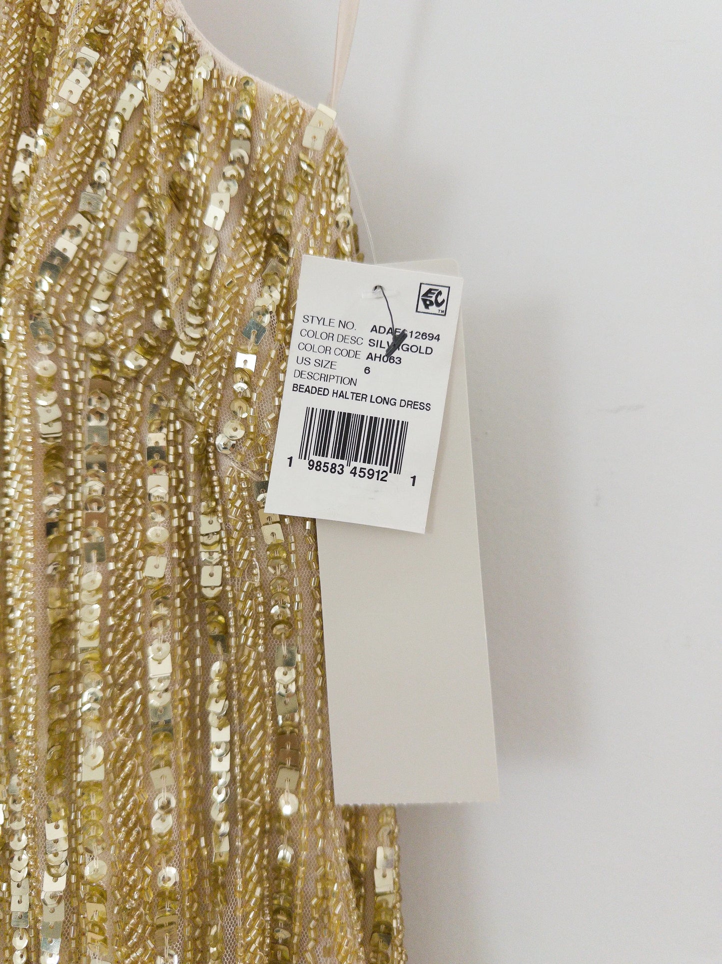 Adrianna Papell Beaded Halter Long Dress Adrianna Papell 