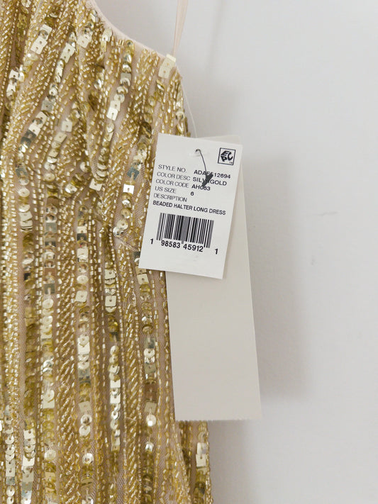 Adrianna Papell Beaded Halter Long Dress Adrianna Papell 