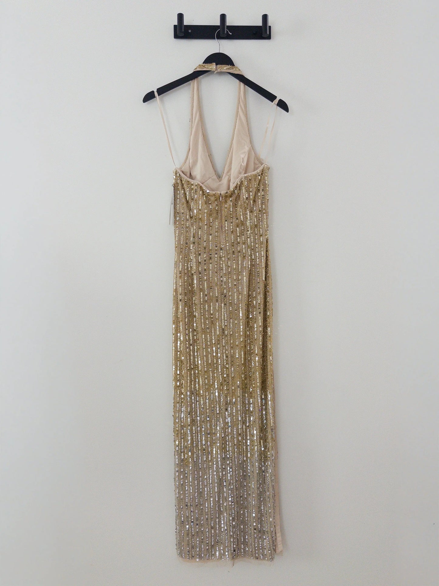 Adrianna Papell Beaded Halter Long Dress Adrianna Papell 