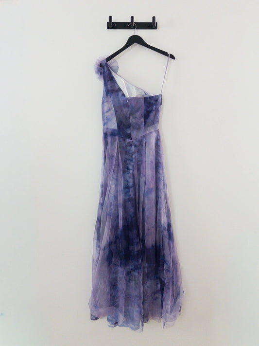 Rene Ruiz Collection Cobalt Blue Multi One Shoulder Organza Gown Rene Ruiz Collection 
