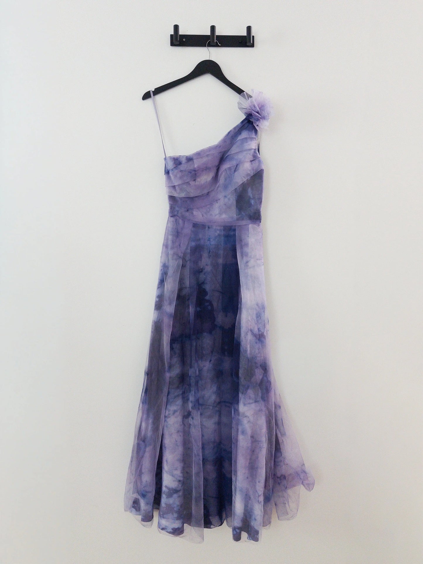 Rene Ruiz Collection Cobalt Blue Multi One Shoulder Organza Gown Rene Ruiz Collection 