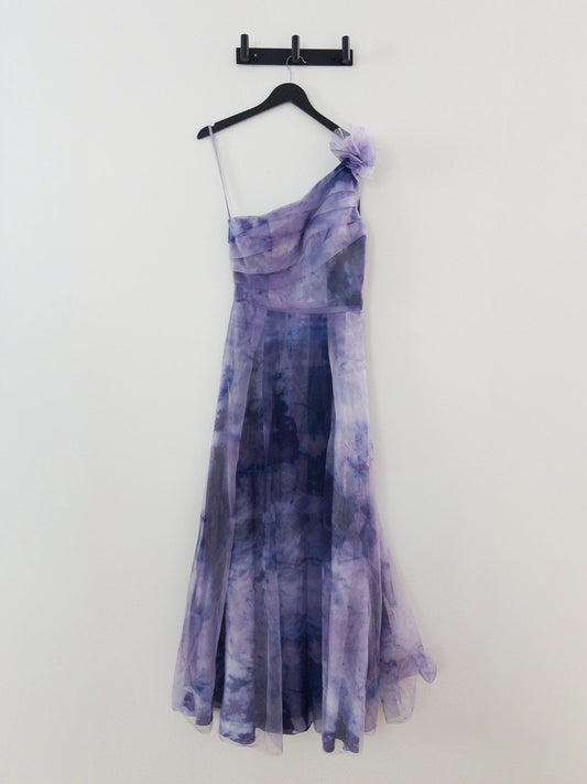 Rene Ruiz Collection Cobalt Blue Multi One Shoulder Organza Gown Rene Ruiz Collection 