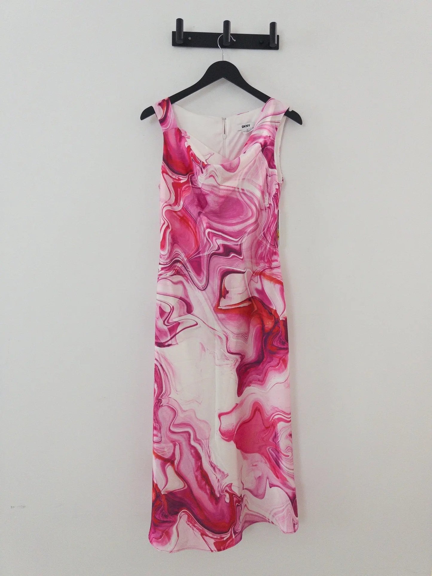 Abstract-printed Cowlneck Sleeveless Midi Dress - Layalita