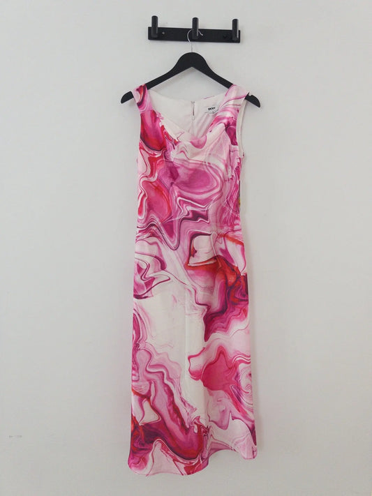 Abstract-printed Cowlneck Sleeveless Midi Dress - Layalita