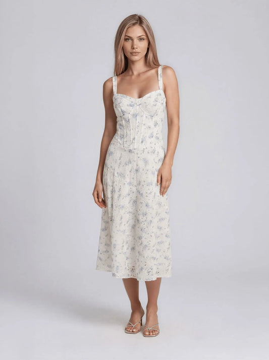 Adaline Embroidered A-Line Sleeveless Dress - Layalita