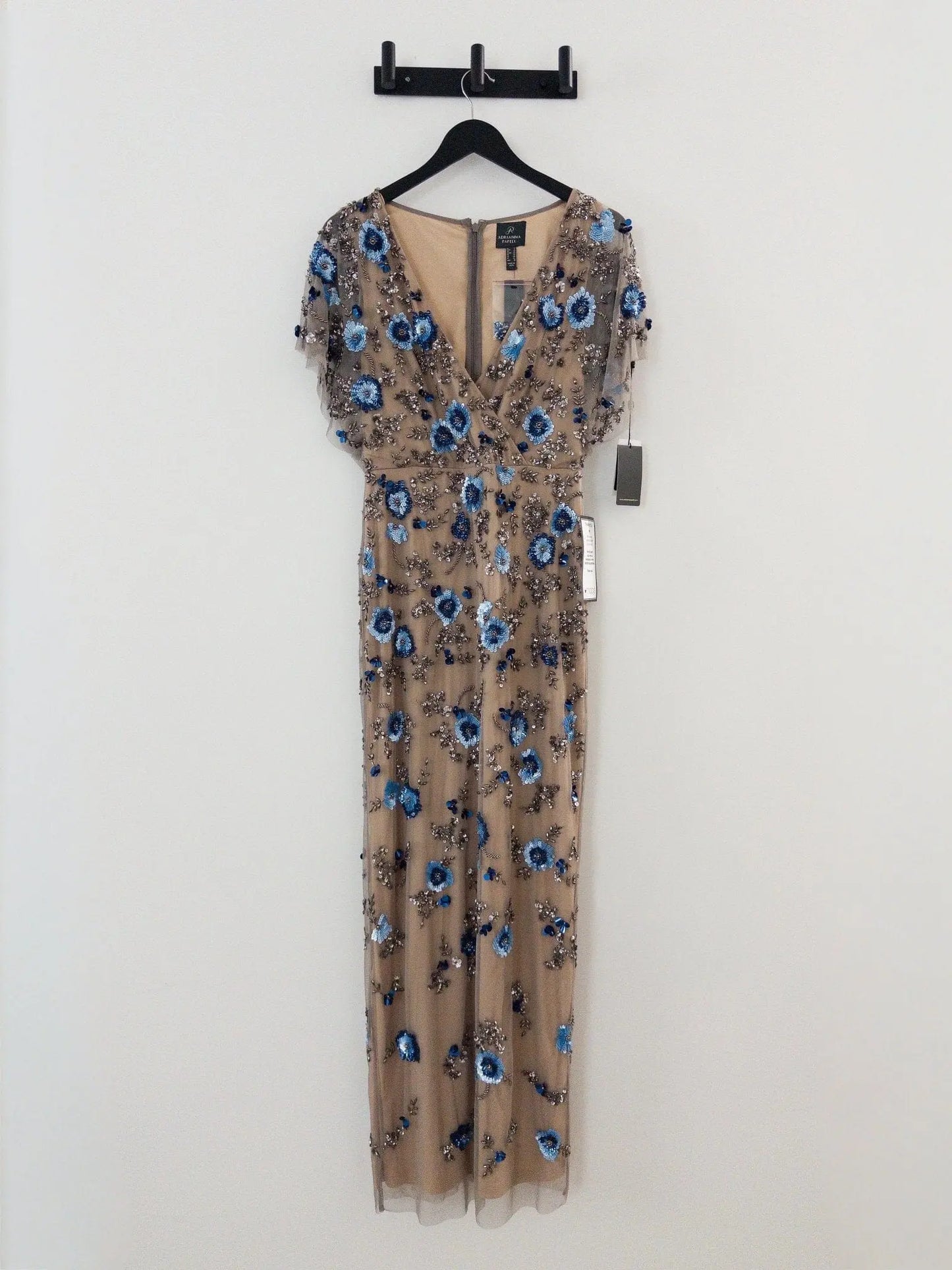 Beaded Mesh Column Dress Adrianna Papell 